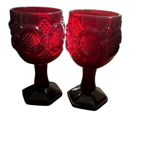 Avon 1876 Cape Cod Collection Ruby Red Water Goblets, set of 4